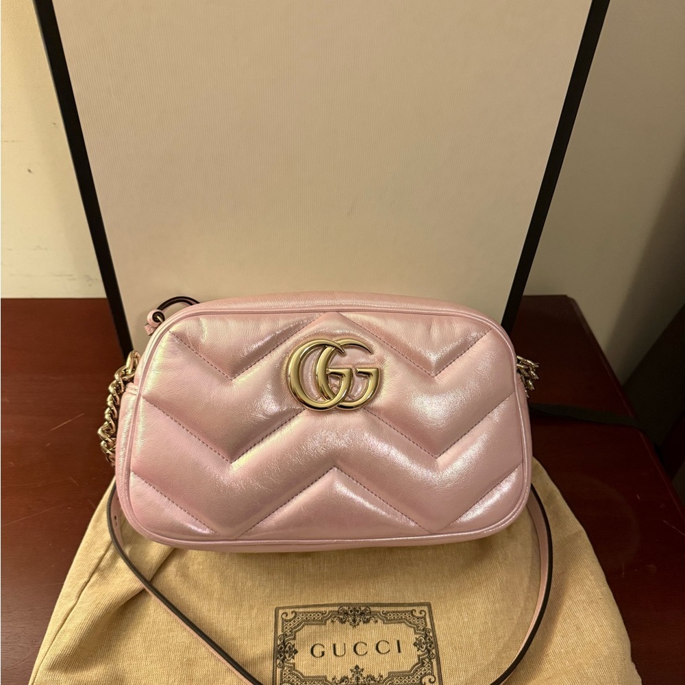 GUCCI
Iridescent Nappa Chevron Matelasse Small GG Marmont